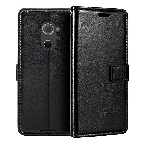Shantime Lederhülle Kompatibel mit BlackBerry DTEK60, Business Design Magnetische Klapphülle, 3 Kartenfächer, Foto & Geheimfach(Schwarz)