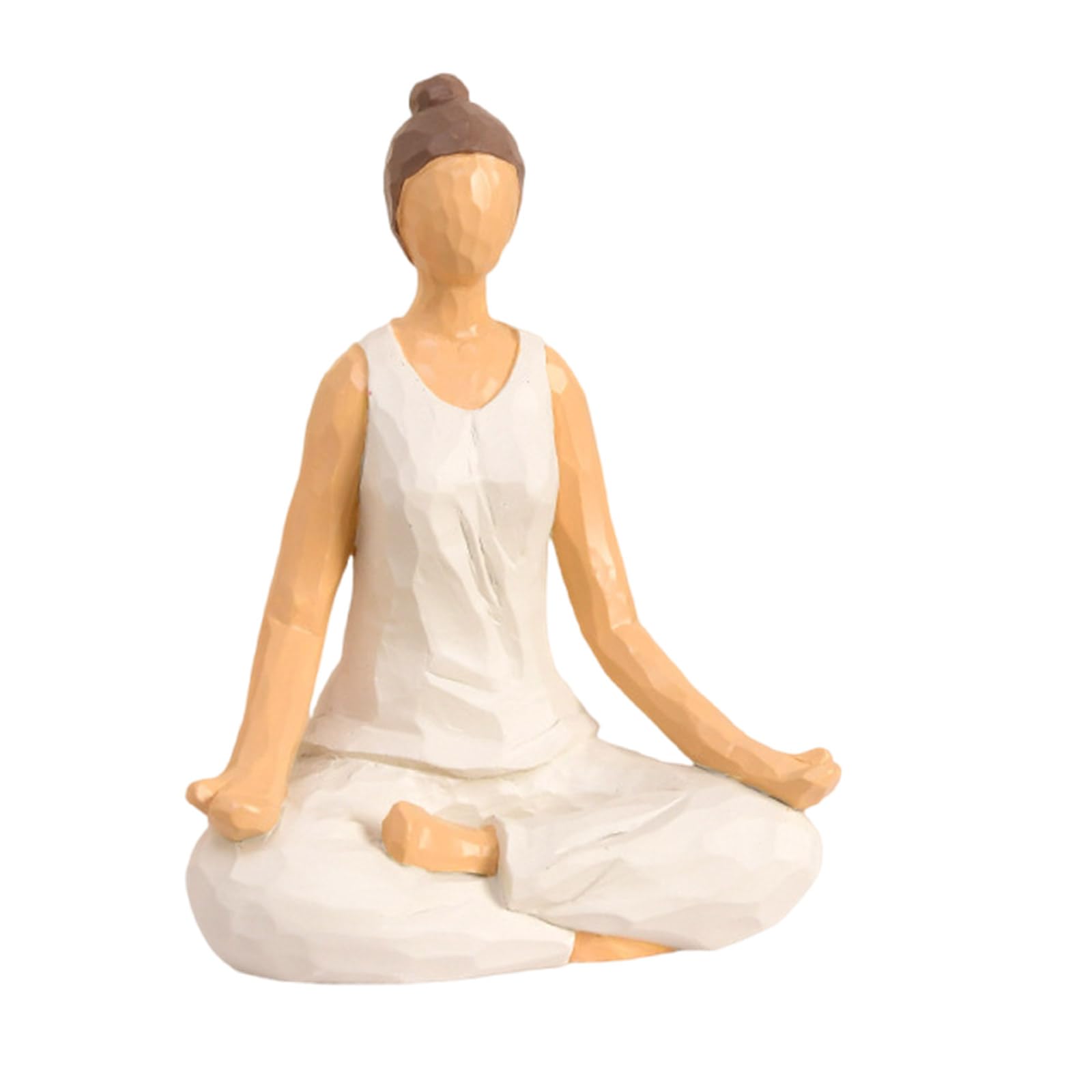 YWLUUOO Meditations Woman Sculpture Figurines for Interior Home Decors Woodcut Effect Resins Meditations Pose Statue Ornament Tabletop Decoration
