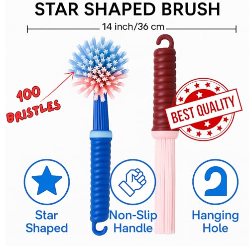 Image of Heavy-Duty Kharata Plastic Bathroom Broom | Cleaning Floor and Bathroom, Pack of 2 Wet & Dry Fiber Hard Bristle Crystal Stick Broom /Jhadu Durable Washable Brush for Home, Kitchen, Easy Grip