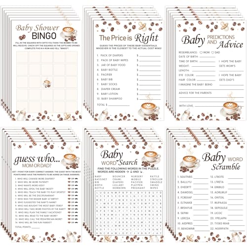 Image of 302 Pcs Baby Shower Games, 6 Games,50 Sheets Each, A Baby is Brewing