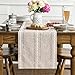 Artoid Mode Brown Rustic Cotton Linen Table Runner, Seasonal Embroidered Hollow Kitchen Dining Table Decoration for Home Party Decor 13x72 Inch