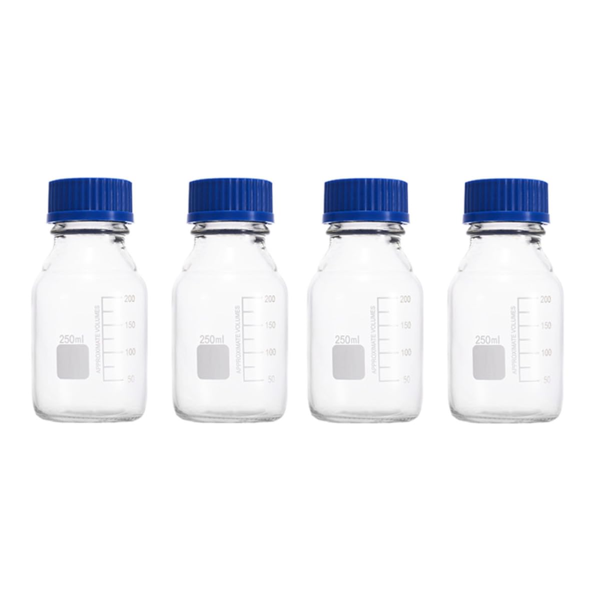 Bouteilles en verre 250ml lot de 4 flacons de laboratoire étanches transparents