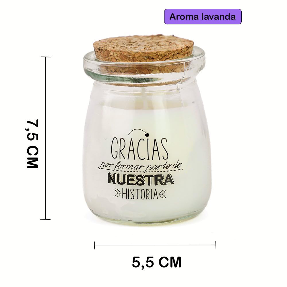 Pack de 6 a 30 uds, Velas aromáticas, Velas de cera de soja, tapa de corcho, mensajes de agradecimiento, 7,5 x 5,5 cm, detalles para boda, Regalantes (30, Compartir)