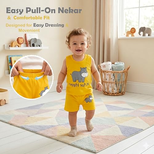 Image of Infantbond Baby & Kids Summer Wear /T-shirt & Short /Cotton Summer Dress /Cut Sleeves T-shirt Nekar