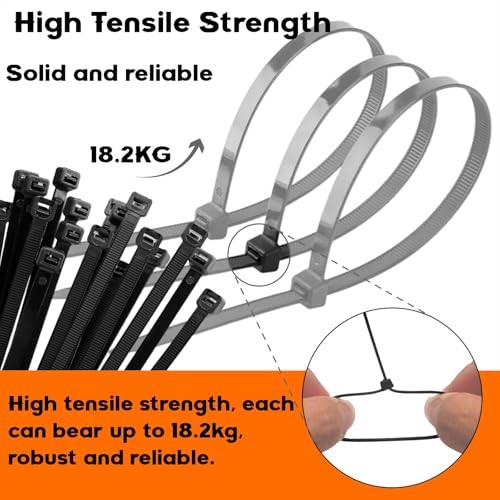 100 unidades de bridas resistentes de 12 pulgadas, nylon resistente a UV con diseño auto-bloqueante para cables, jardín, hogar, oficina y embalaje interior y exterior. miniatura 7