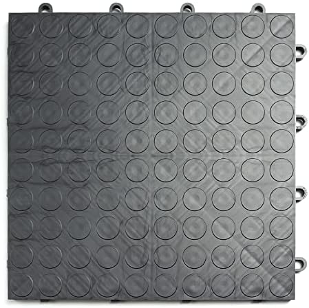 GarageDeck Coin Pattern, Durable Copolymer Interlocking Modular Non-Slip Garage Flooring Tile (48 Pack), Graphite