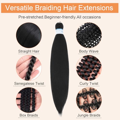 Braiding Hair Pre Stretched for Women Box Braids Synthetic Hair Extensions Texture Hot Water Setting Prestretched Braid Extension Girls Brown Blonde (24inch 3Packs) - Image 5