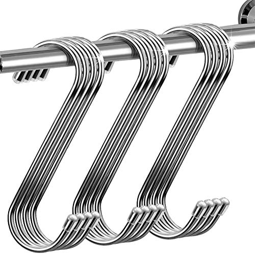 Wovte 20 Pack Heavy-Duty Stainless Steel S Shaped Hooks Kitchen S Type Hooks Hangers For Pans Pots Utensils Clothes Bags Towels Plants #TOP29