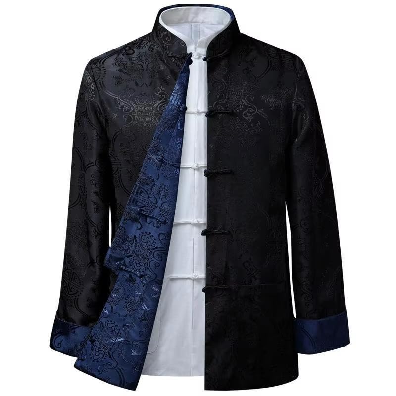 Chinese Style Men Wedding Coat Stand Collar Satin Suit Jacket Coat Loose4