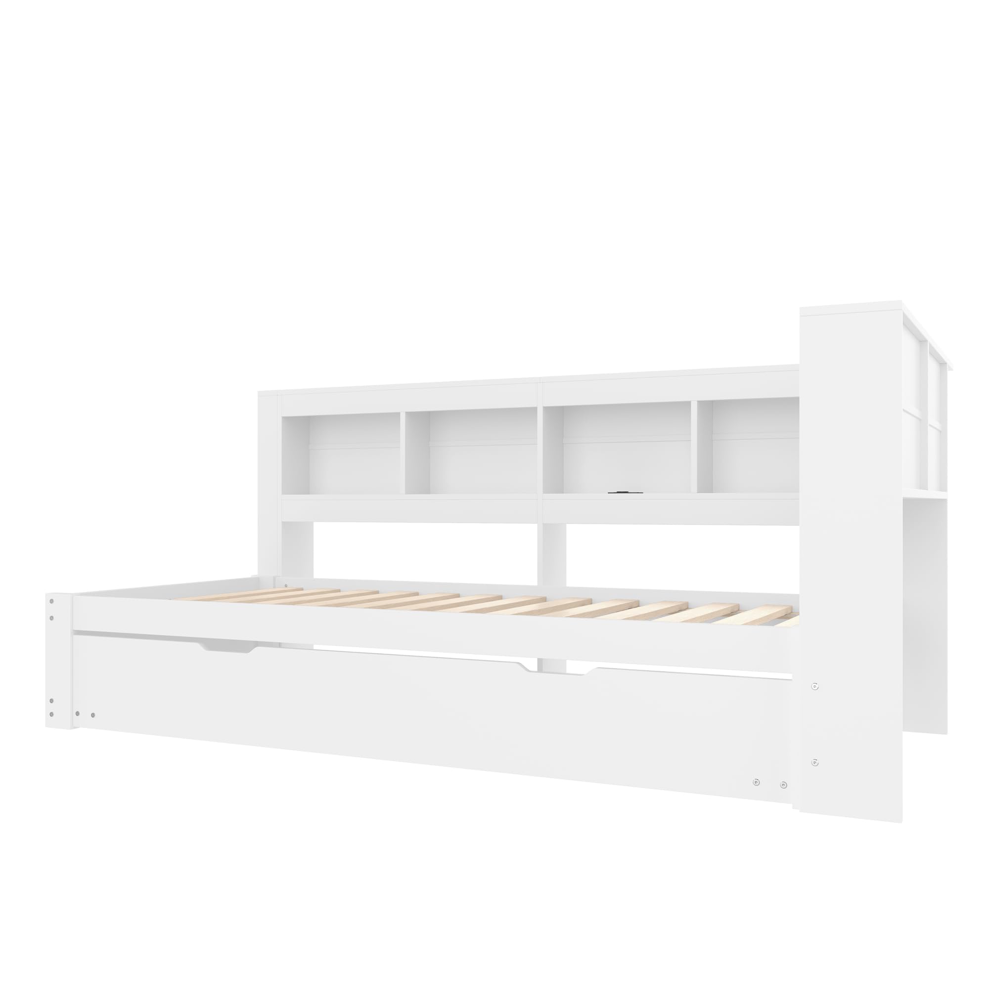 Idemon Letto da giorno con letto estraibile, 90 x 200 cm, divano letto con presa integrata e 2 porte USB, inclusa rete a doghe, letto per gli ospiti salvaspazio, bianco (senza materasso) (90 x 200 cm)