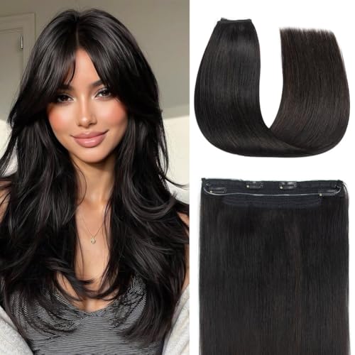 FUINAL Halo Hair Extensions 18in 80g Natural Black