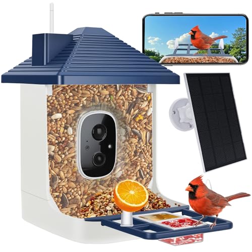 Smart Bird Feeder with Camera,AI Identify Species,Bird House with Solar Powered,Instant Arrival...