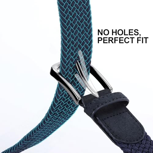Image of Mens Elastic Braided Belt Stretch Woven Web Belt for Golf Pants Jeans Shorts Casual