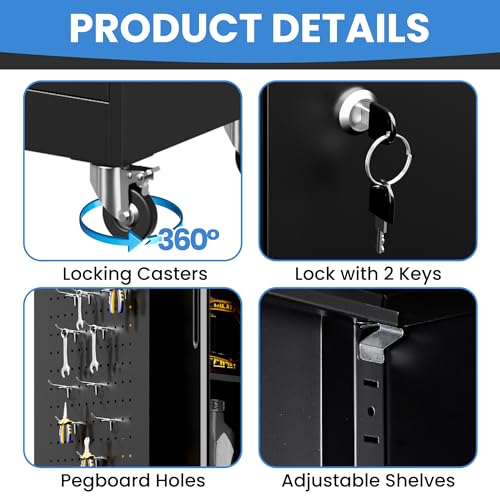 Image of Metal Storage Cabinet for Garage, Tool Cabinet, Utility Cabinet