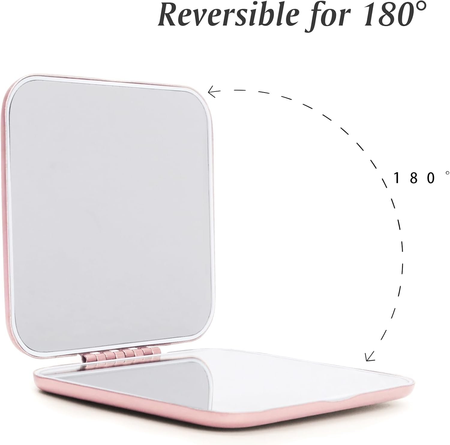 Compact Mirror, Pocket Travel Makeup Mirror for Purse, Metal Square Shell, 2-Sided 1X/2X Magnifying, Portable, Folding, Handheld, Pink,18 Pack