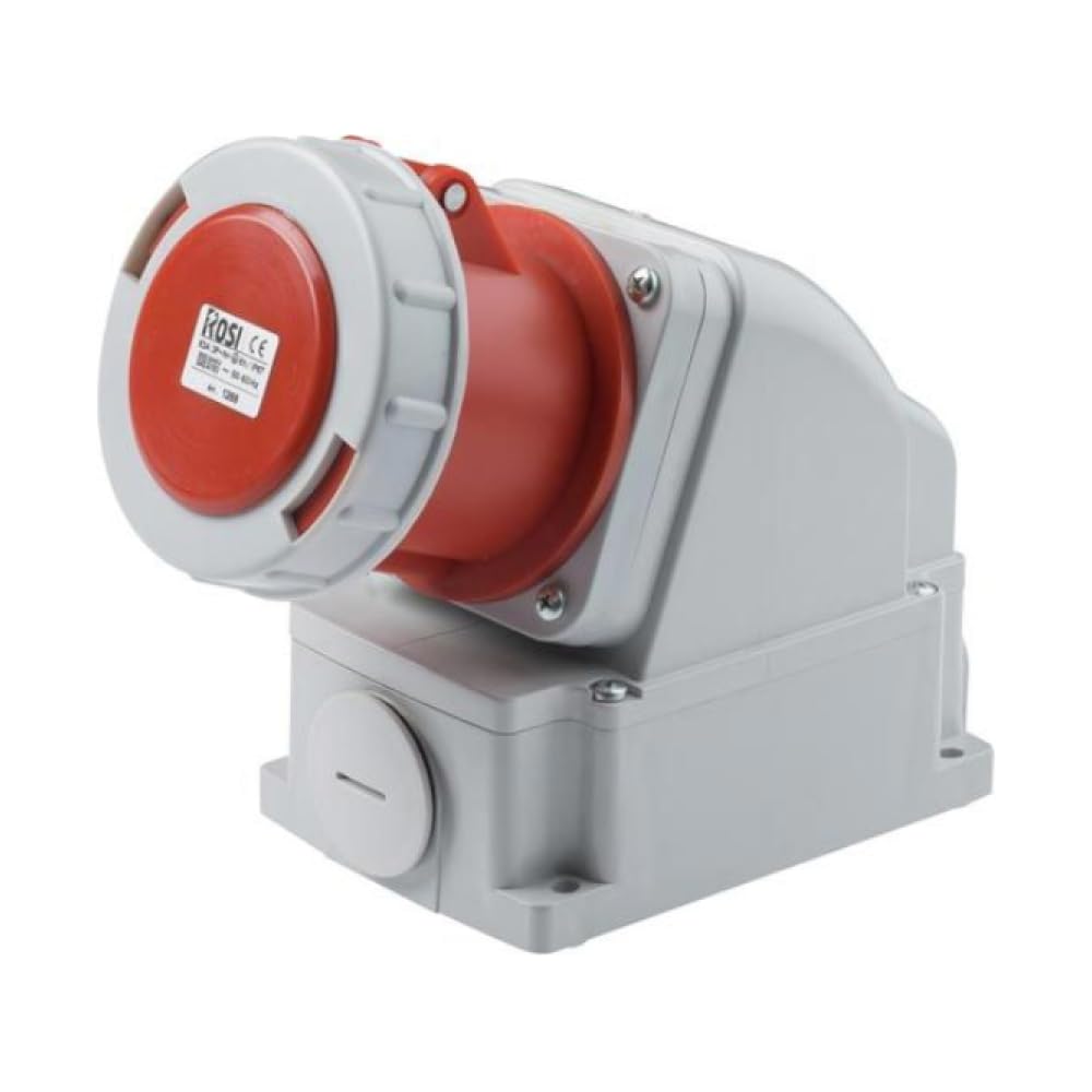 Prise murale industrielle 380 V 400 V 415 V, 5 pôles 3P+N+T, 63 A, IP67 - Rosi 1001269
