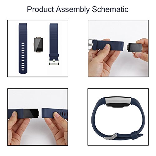 Image of Tobfit Watch Strap Compatible for Fitbit Charge 2 (Watch Not Included), Removable Soft Belts for Charge 2 Wristband, Smartwatch Band for Men & Women