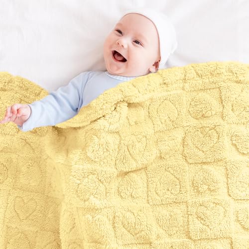 Image of Yurhap Heart Baby Blanket, Love Plush Fleece Baby Blankets for Girls Boys | Soft Sherpa Baby Girl Blanket for Infant Toddler Newborn Gift, Fluffy Baby Essentials, For Crib Stroller, 30 inchx40 inch