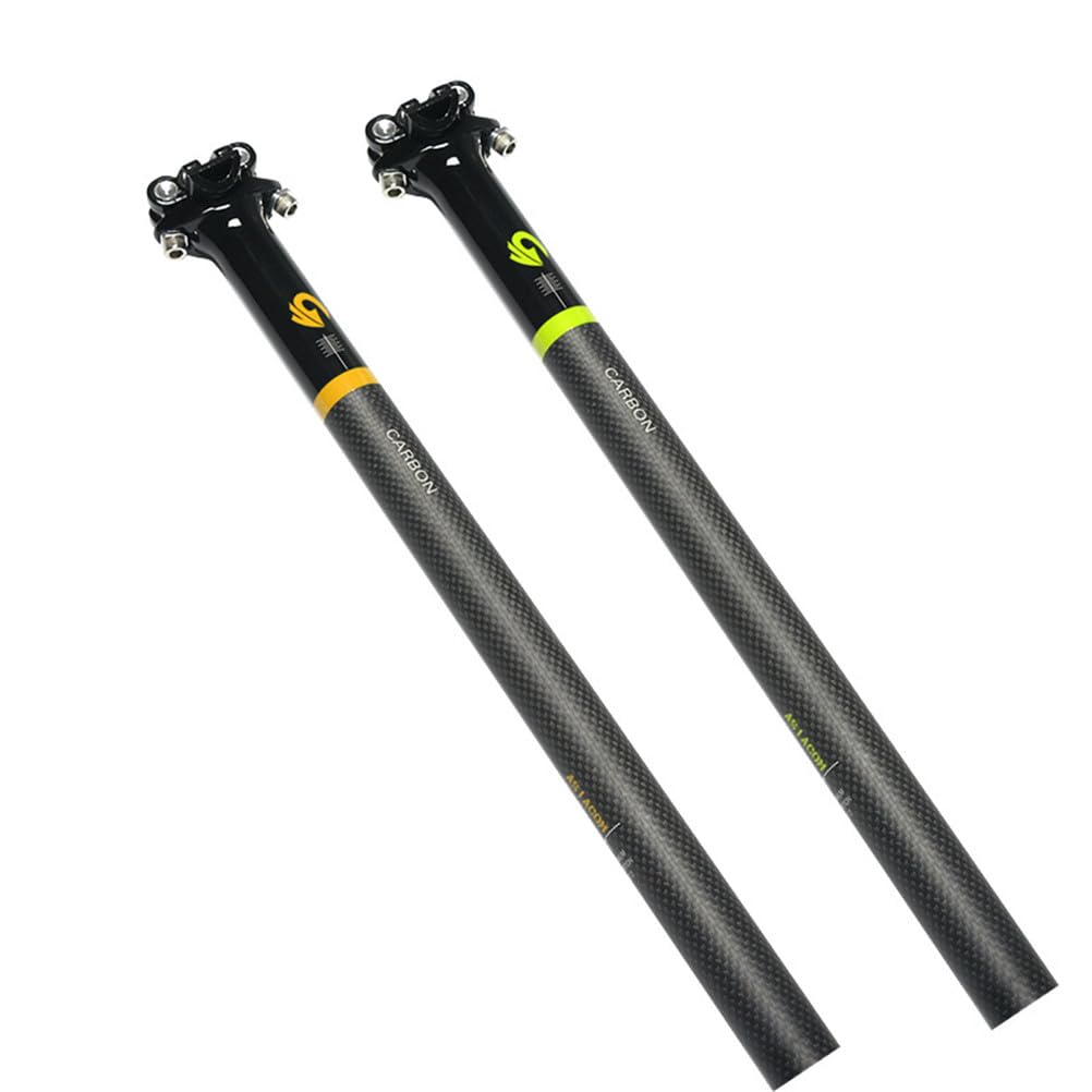 OYHN Tige de Selle de vélo Carbone VTT 27.2/30.8/31.6mm Vélo de Route Longue 13.8inch (350 mm) 400mm avec Pince de réglage Micro Accessoires de Vélo,Bleu,27.2 * 350mm