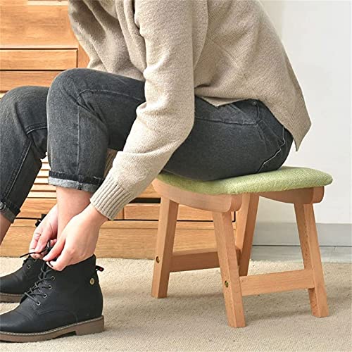 Taburete de madera de haya con asiento cóncavo de lino lavable para tocador 3