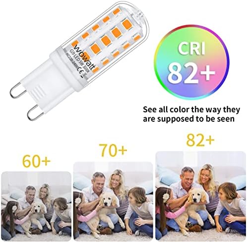 wowatt G9 LED Bulbs Warm White 3000K 5W, Equivalent to 40W G9 Halogen Bulb, Non Dimmable, No Flicker, 400LM, AC 220V-240V, Energy Saving G9 LED Capsule Light Bulbs, 6-Pack