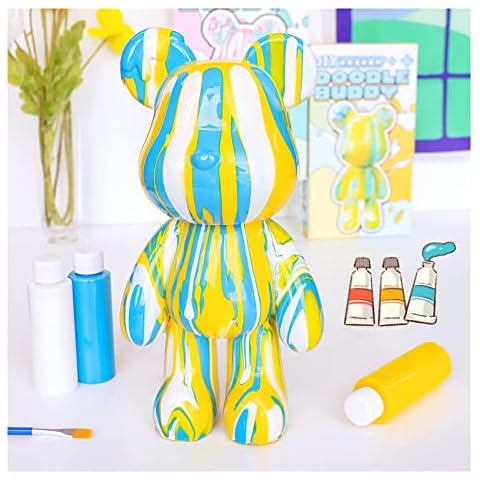 Coniuty DIY Creative Blank Painting Fluid Bear Figure Kit, Multicolor Mix Paint Design For Home Decoration (Yellow, Fluid Bear) Cover
