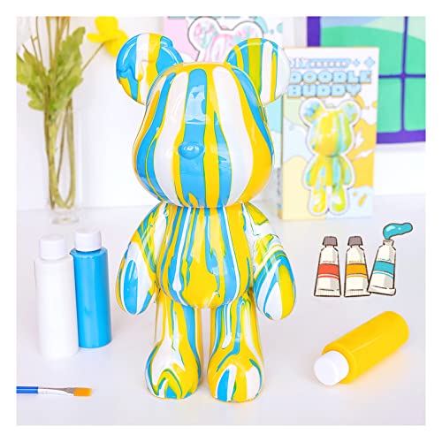 Coniuty DIY Kreative Blanko Malerei Flüssige Bär Figur Kit, Multicolor Mix Paint Design für Heimdekoration (gelb, flüssiger Bär)