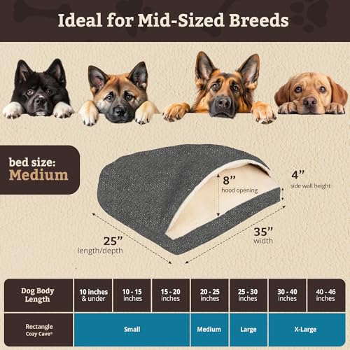 Image of Snoozer Rectangle Cozy Cave Dog Bed, Hooded Dog Bed, Merlin Pewter (M)