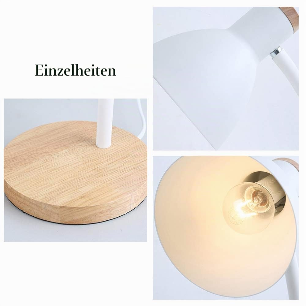Mengjay Einfache Nordische Moderne Tischlampe, Schreibtischlampe mit E27 Lampenfassung, Tischleuchte Verstellbare, Augenschutzlampe, Schülerleselampe, Arbeitslampe, Bürolampe, Nachttischlampe