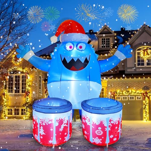 6FT Christmas Inflatables Outdoor Decorations, Blow Up Monster Inflatable with Built-in LEDs for Christmas Party Decorations, and Indoor Outdoor Yard Lawn Garden
