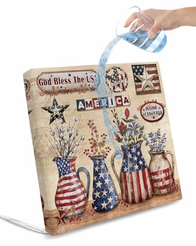 Pinroote Farmhouse 4th of July Patio Cushion Covers, Outdoor Cushion Covers Waterproof Seat Cushion Slipcovers, American Country Star Botanical Chair Cushion Cover for Garden Sofa 20