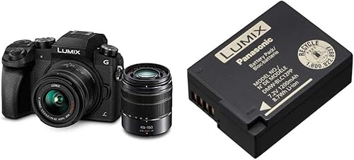 PANASONIC Lumix G7 4K - Paquete de cámara digital sin espejo con lentes Lumix G Vario de 0.551-1.654in y 1.772-5.906in con batería de iones de litio