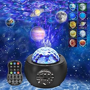 ROVLAK Projecteur Ciel Etoile Noel Veilleuse Enfants LED étoile Projection Lampe Projecteur Galaxie avec Télécommande Minuterie Enceinte Musicale Lecteur pour Noël Fête New Year Anniversaire Chambre