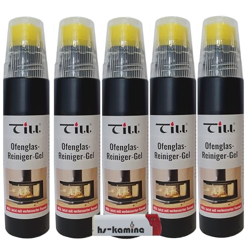 ** Set** Till Kaminglas Reiniger 5 Flaschen a. 200ml Gel mit Bürste