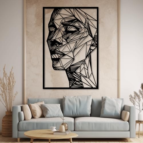 XXQ Woman Face Wall Mount Metal Sculpture - Elegant Black and White Metal Wall Art for Living Room, Bedroom, and Home Décor (White, 32" x 48" / 81 x 121cm) - Image 5
