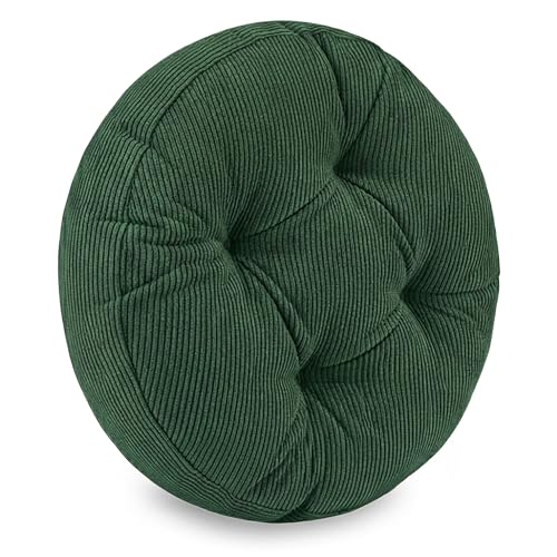 Amazinggirl Galette de Chaise Coussin Assise Rond 40 cm - Dessus pour chaises Interieur Coussins Siege Doux et Lavable Galette scandinave Velours cotele Vert