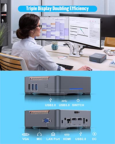 Mini Pc Ιntel Celeron N3350 Processor(Up To 2.4Ghz), 4Gb Ddr3 64Gb Emmc Mini Computer Windows 10 Pro Desktop Computers Support 2Tb Expansion, 4K Hdmi Triple Display, Dual Wifi, Bt4.2, Gigabit Ethernet #TOP3