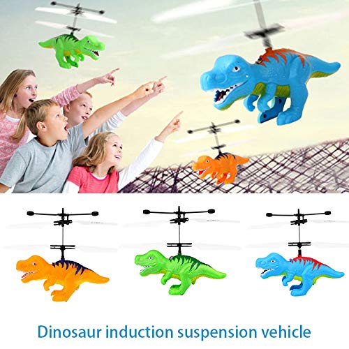 XWU Helicóptero voador Dinossauro, Mini brinquedo manual de helicóptero de dinossauro Tiranossauro Q