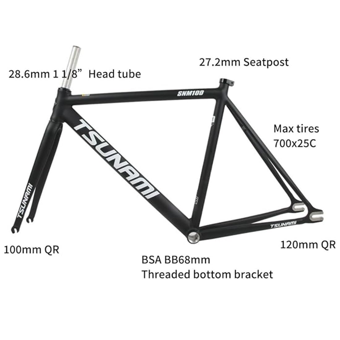 Fixed Gear Fahrradrahmen 700C Aluminiumlegierung Fahrradrahmen 49/52/55/58cm Single Speed Bahnradrahmen C Bremse QR 100/120mm BSA 68mm Mit Gabel(Orange,58cm)