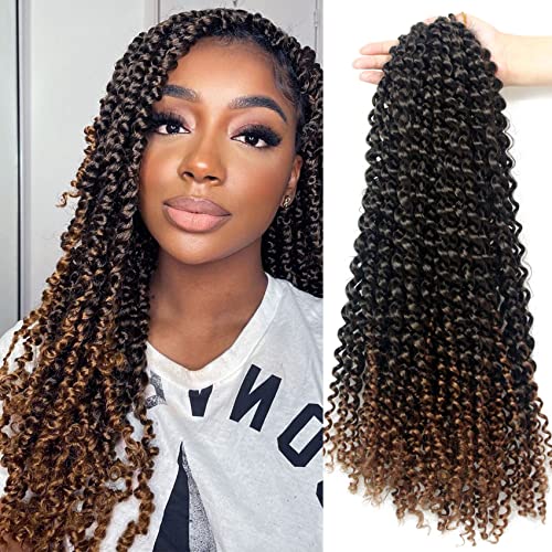 Passion Twist Hair 18 Inch 6 Packs/Lot Water Wave Crochet for Passion Twists Long Bohemian Hair Braiding Passion Twist Crochet Hair Braids Synthetic Hair Extensions (T1B/30#)