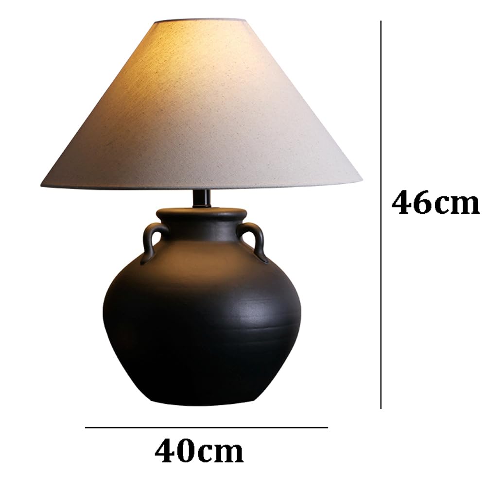 Ceramiczna lampa stołowa Lampa stołowa z połowy wieku Czarna antyczna rustykalna lampka nocna Lampka nocna Dom wiejski Przemysłowa lampka na biurko do sypialni Salon Home Office