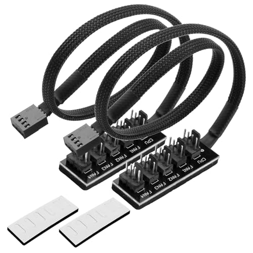 2x Répartiteur Ventilateur PWM 5 Voies PC | Hub de Ventilateur pour Ordinateur Fixe 12V | Câble Adaptateur PWM 4 Broches & 3 Broches | Connecteur pour...