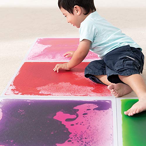 Crystiles 12 Inch X 12 Inch (30cm X 30cm) Colorful Liquid Floor Tile Mat for Kids, Pink
