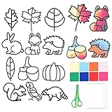 HENGBIRD 12 Stück Herbst Basteln Kinder, Herbstdeko Fenster Bastelset Kinder Set, Deko Herbst Fensterbilder Herbst Deko Aesthetic, DIY Flora und Fauna Herbst Basteln mit Kindern
