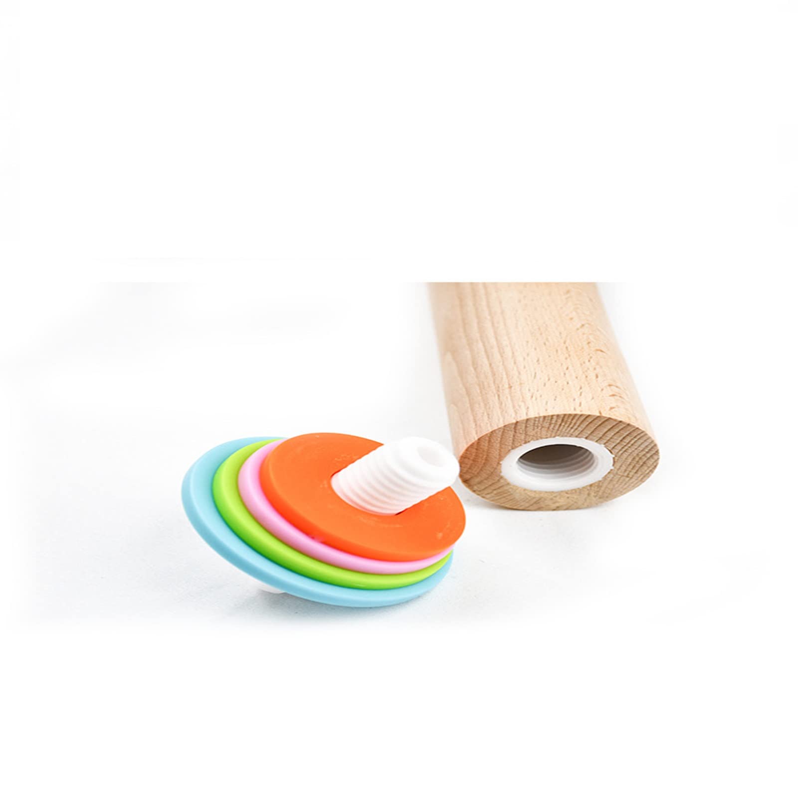 Rodillo, cinturón 4 anillos de grosor extraíbles, con alfombrilla de silicona para hornear, juego de rodillo de madera ajustable, se aplica a fondant, pizza, masa de tarta, galleta, pastelería