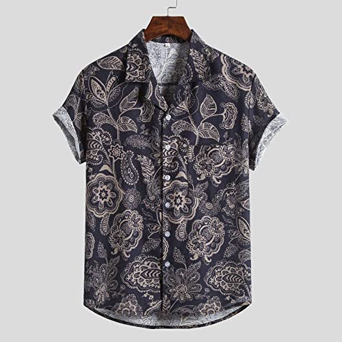 Chemise de plage homme bohème bleu marine chic pour soirées d'été et aloha party