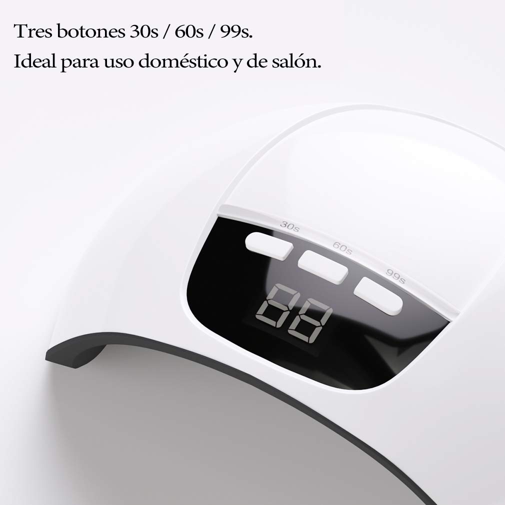 Lámpara Secador de Uñas 54 W, Profesional USB Lámpara LED UV Uñas para Esmalte de Uñas de Gel, con Temporizador de 30s 60s 99s y Sensor de Infrarrojos y Pantalla LED, para Manicura/Pedicure Nail Art……