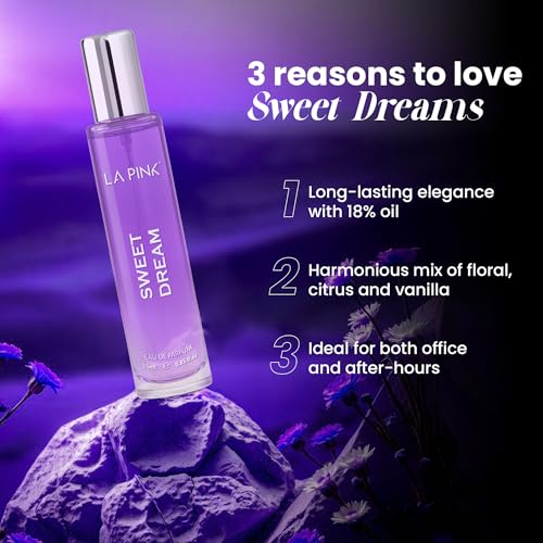 Image of LA PINK Sweet Dream EDP Perfume for Woman & Man | Vanilla, White Floral & Citrus Notes | Long Lasting Unisex Luxury Fragrance for Men & Women | 25ml