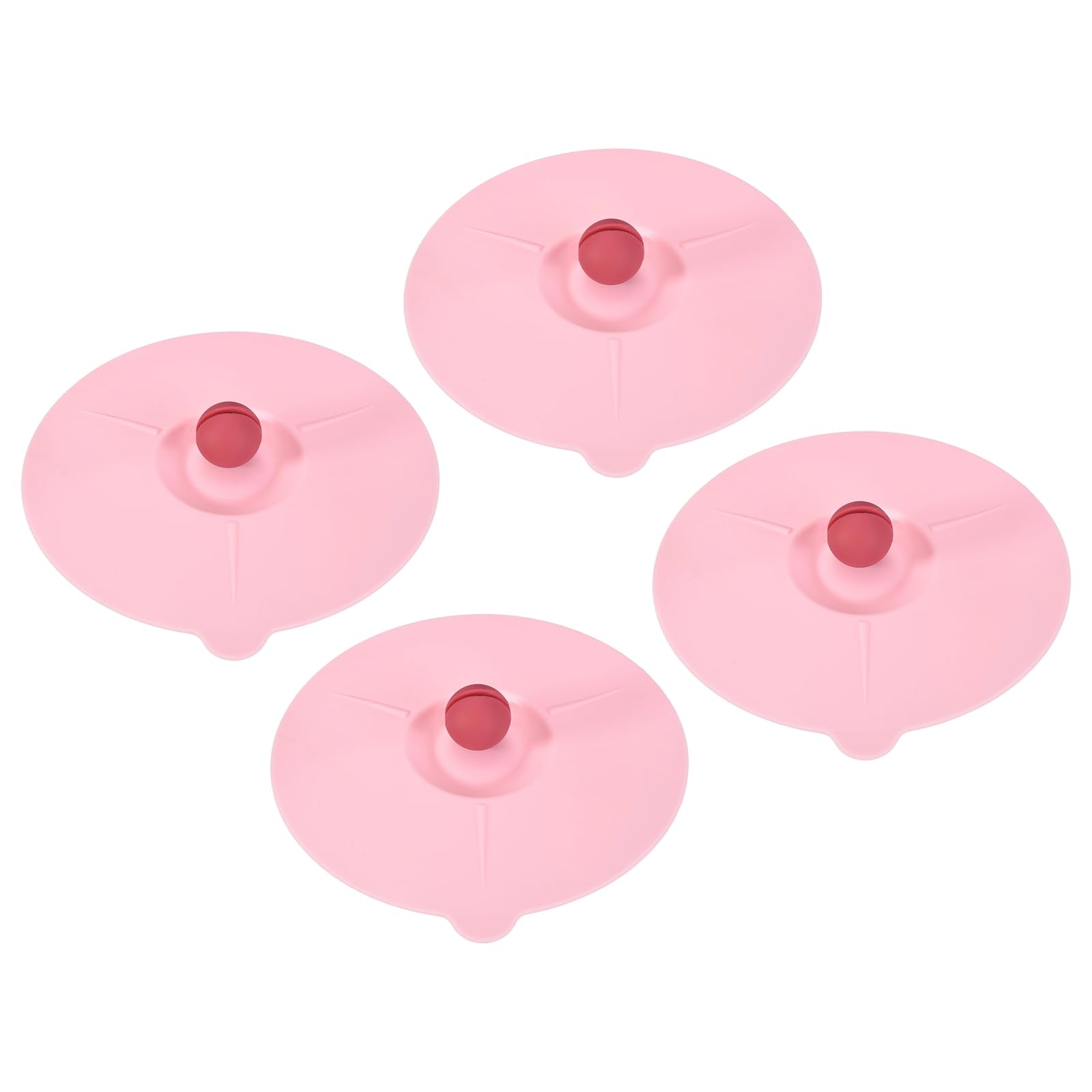 sourcing map 4 Pcs Silicone Cup Covers, 14cm/5.5 Inch Soft Silicone Cup Lids with Acrylic Knob Reusable Mug Cover Lids Anti-dust Airtight Seal for Tea Coffee Drink Glass Mug, Light Pink