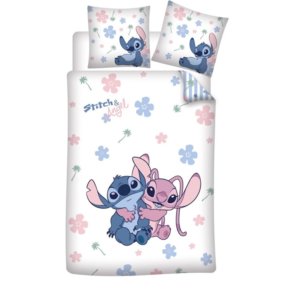 Aymax White Stitch & Angel Soft Reversible Bedding,100% Polycotton, Single Size Duvet Cover And Pillow Set For Kids, 135X200 Cm + 48X74 Cm
